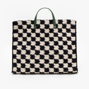 Clare V Black and White Checkered Shoulder Bag